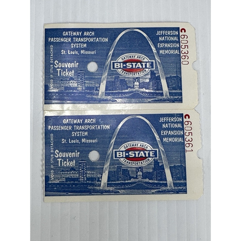2 Gateway Arch Passenger Transportation System Ticket Stub Vintage St. Louis‎